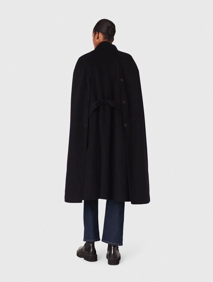 Manteau long double face avec cape