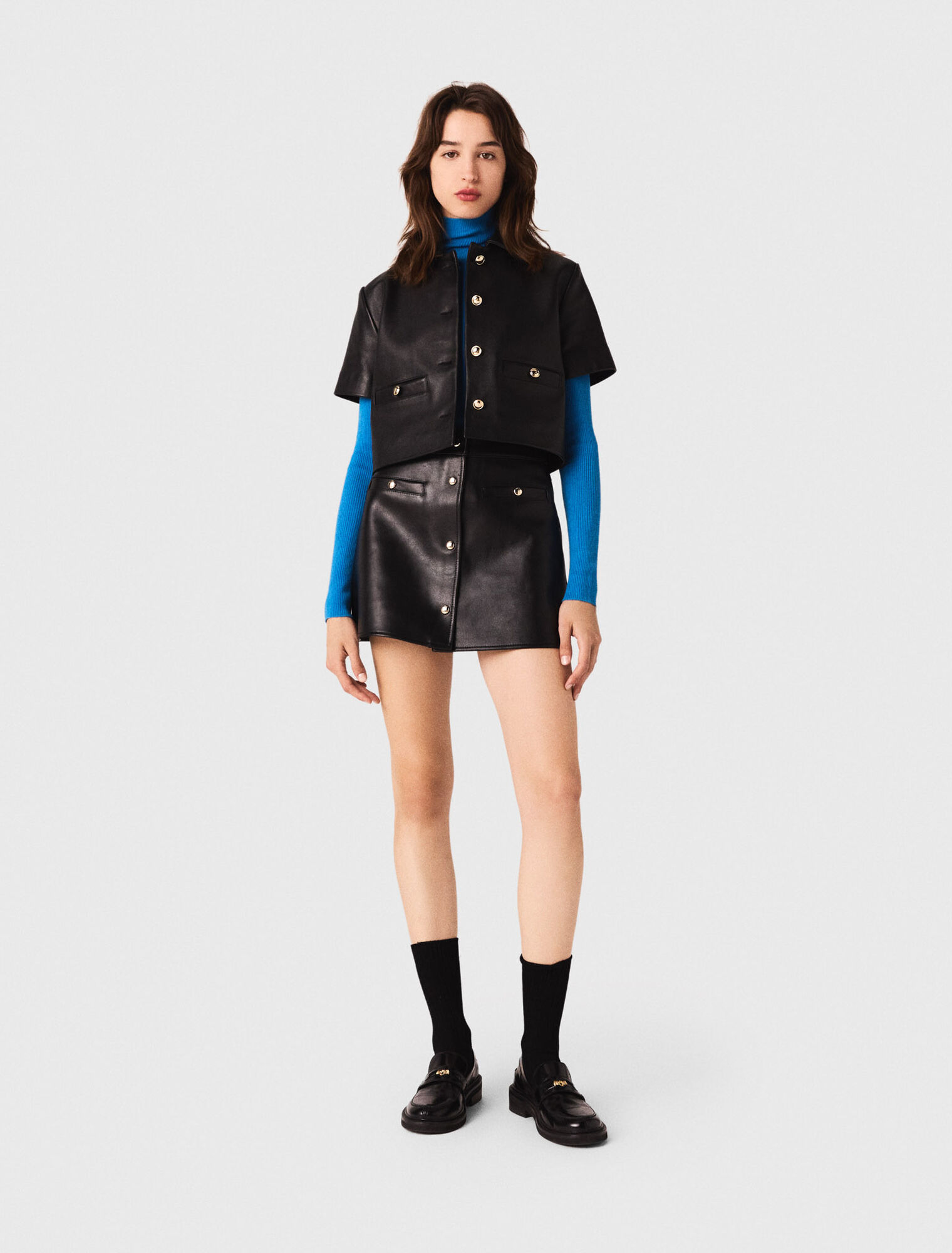 Veste courte en cuir