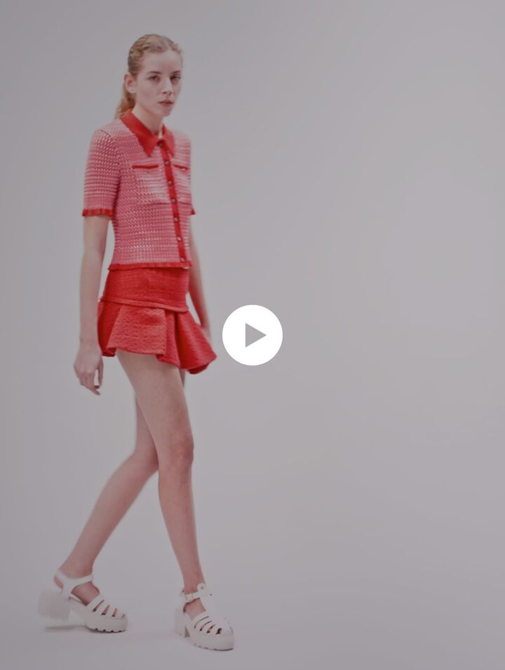 Mini-jupe en tweed asymétrique