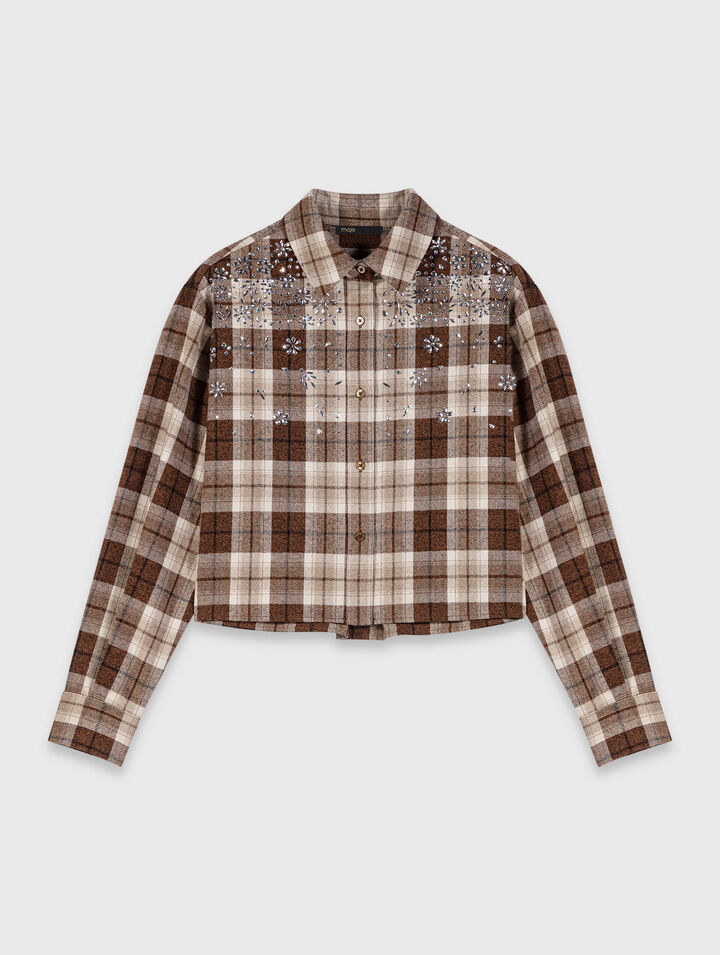 Chemise à carreaux strassée