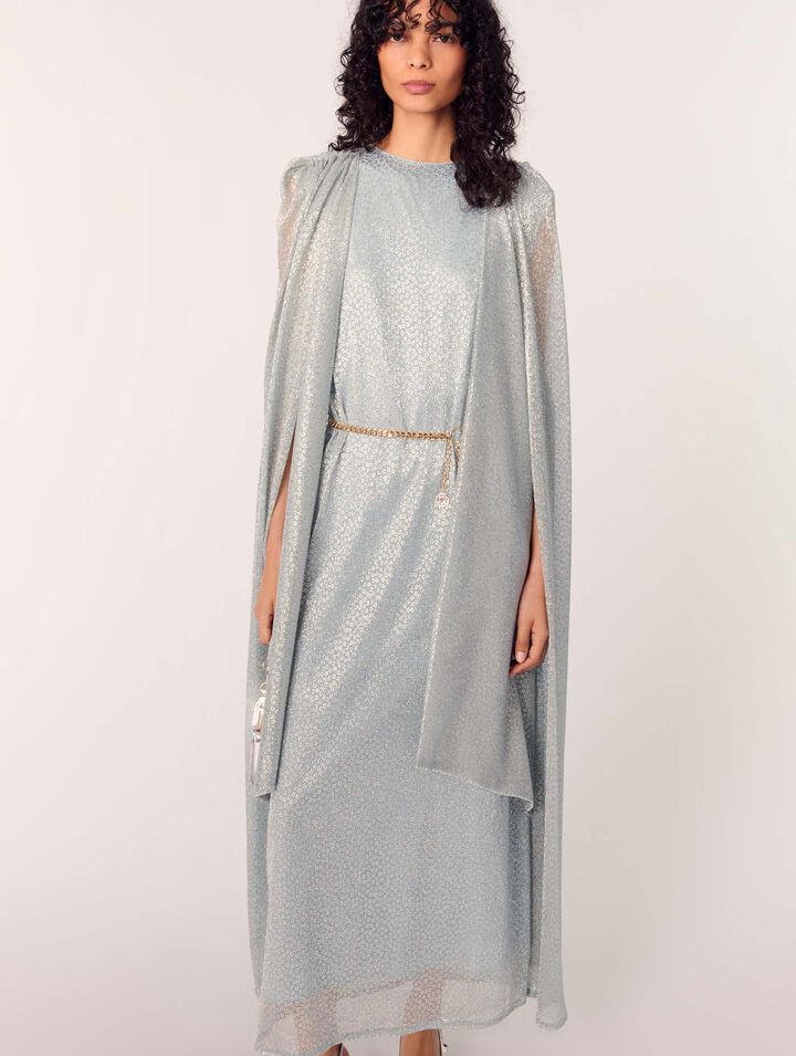 Robe longue à cape en lurex
