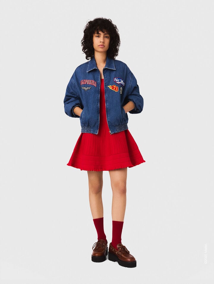 Veste denim oversize brod&eacute;