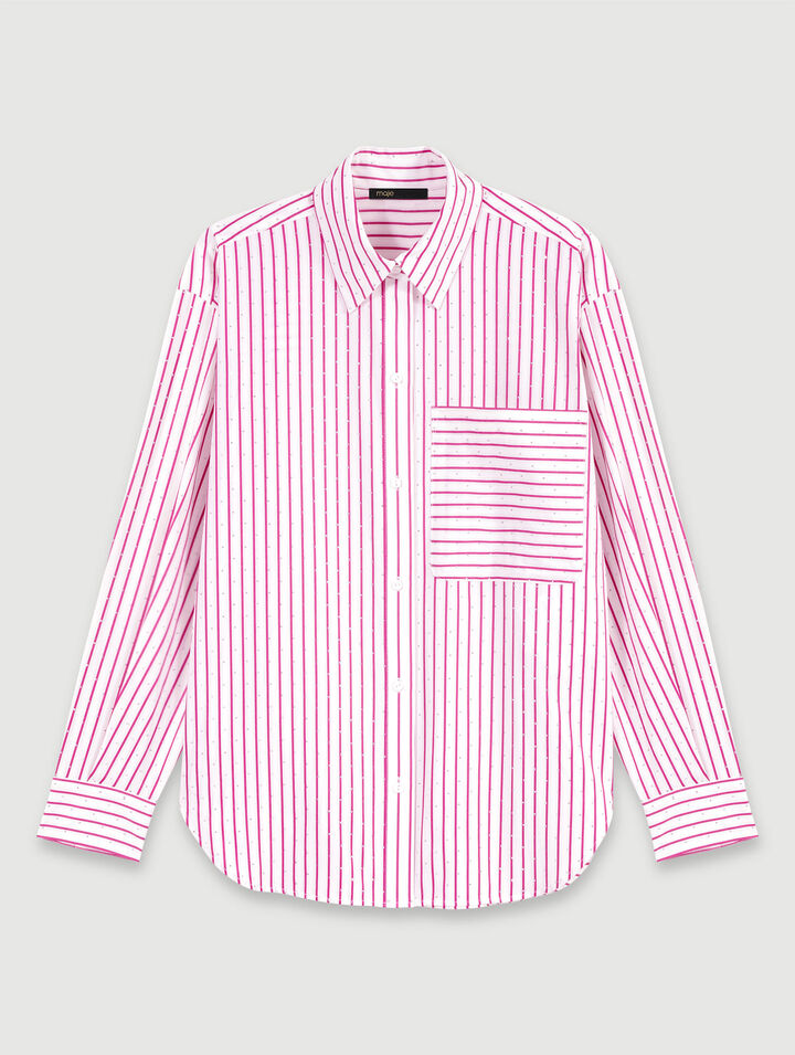 Chemise strassée à rayures