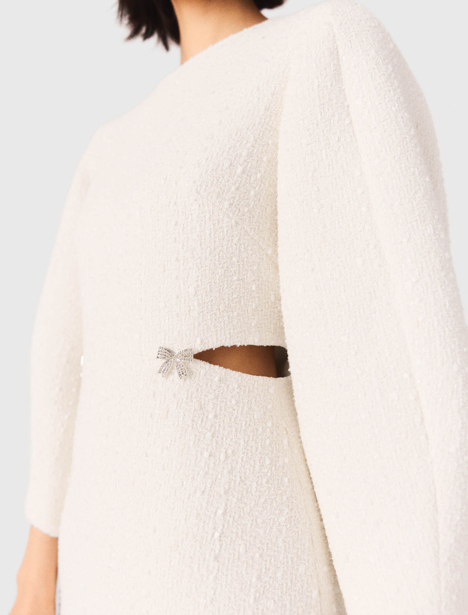 Robe courte en tweed manches ballon