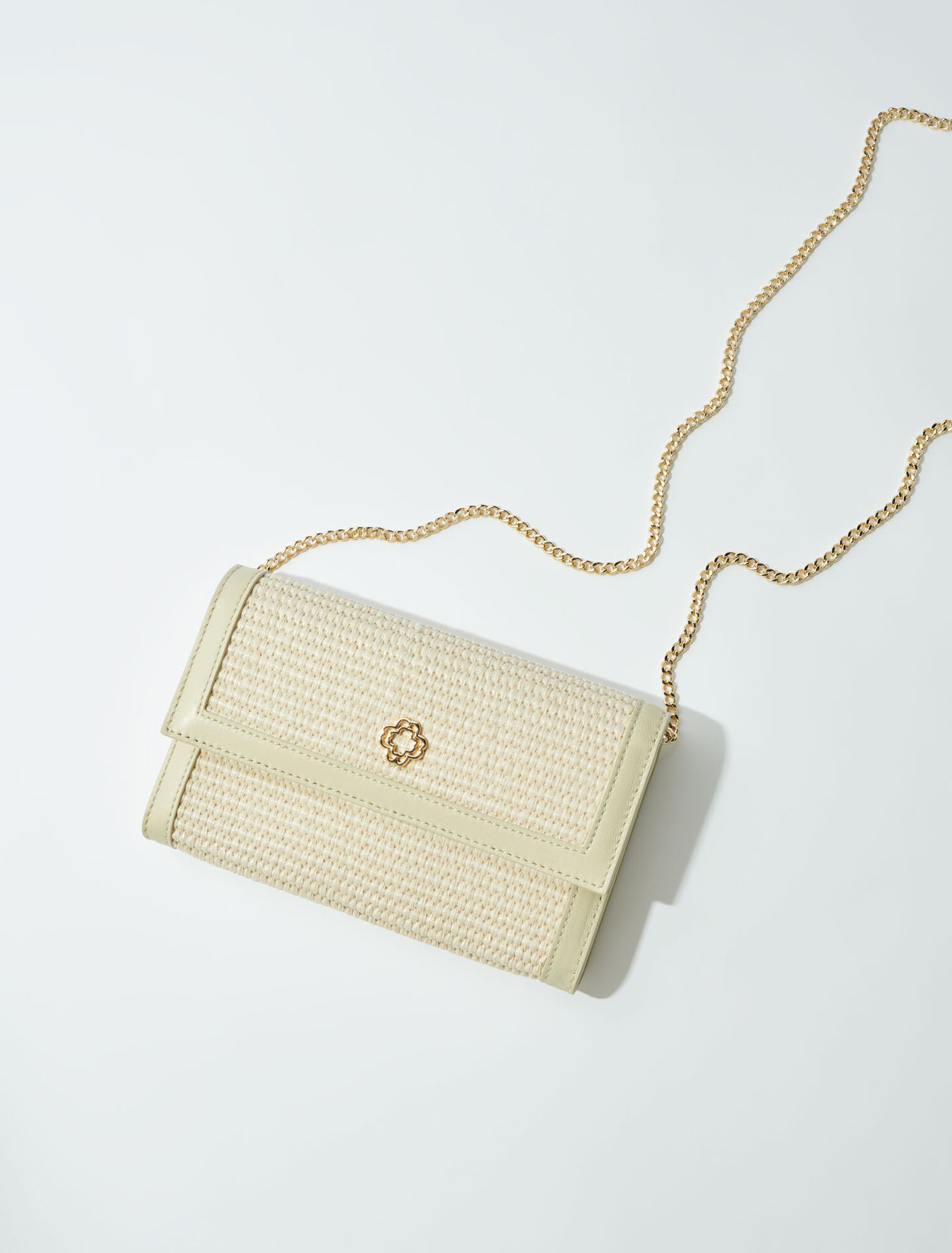 Pochette à chaîne effet raphia