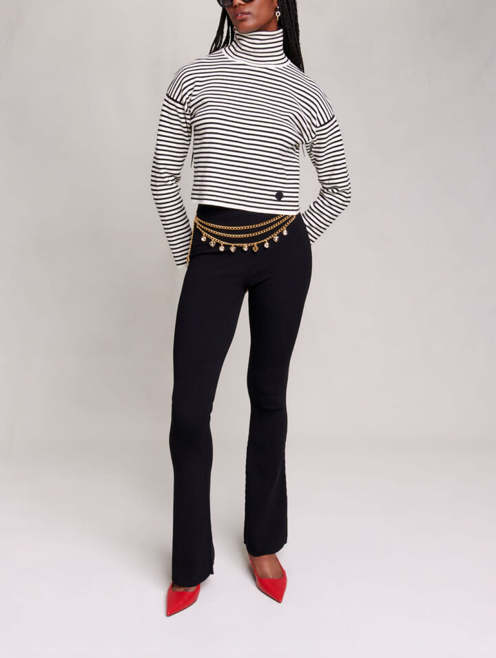 Pantalon en maille côtelée