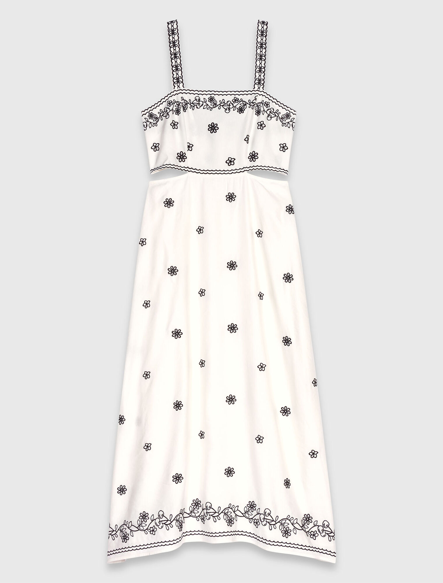 Robe longue brodée avec cut-out