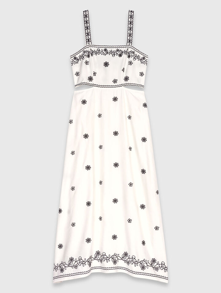 Robe longue brodée avec cut-out