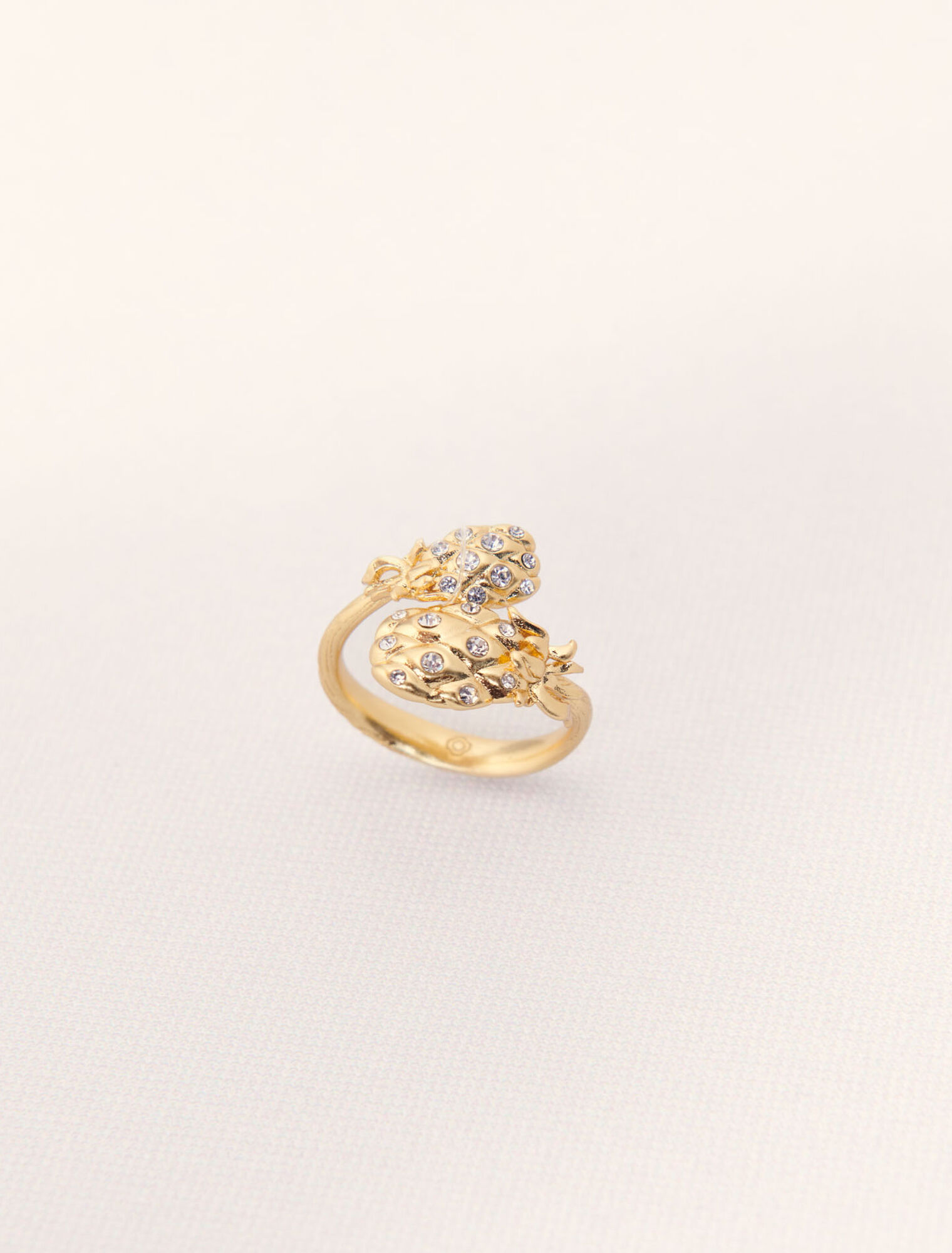 Bague double ananas à strass