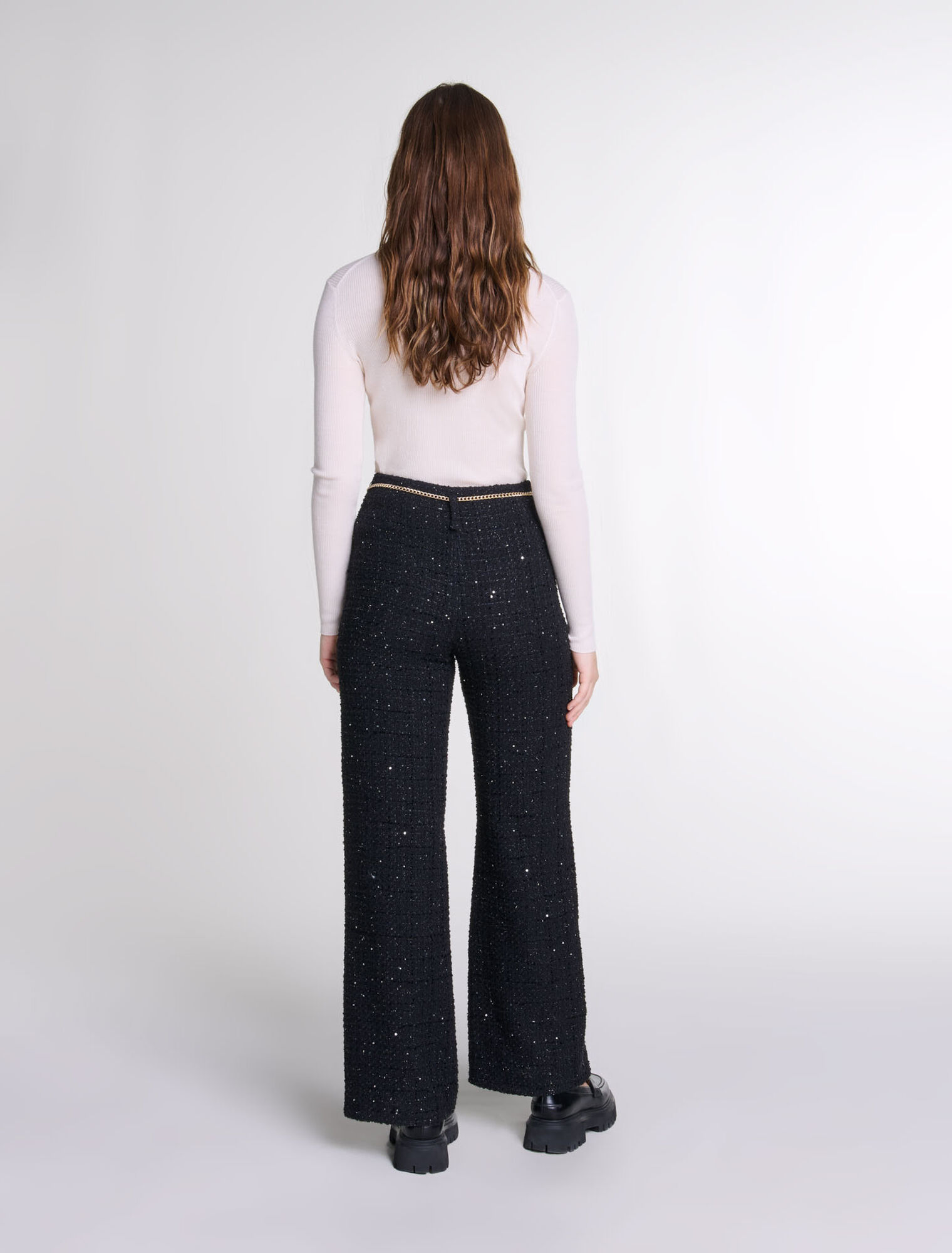 Pantalon en tweed sequins