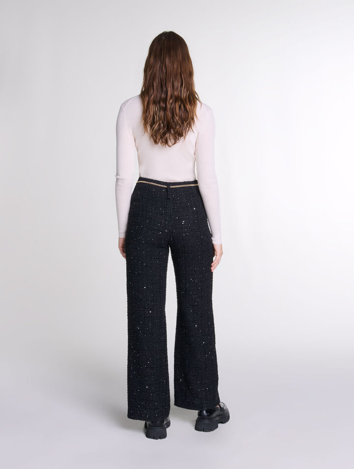 Pantalon en tweed sequins