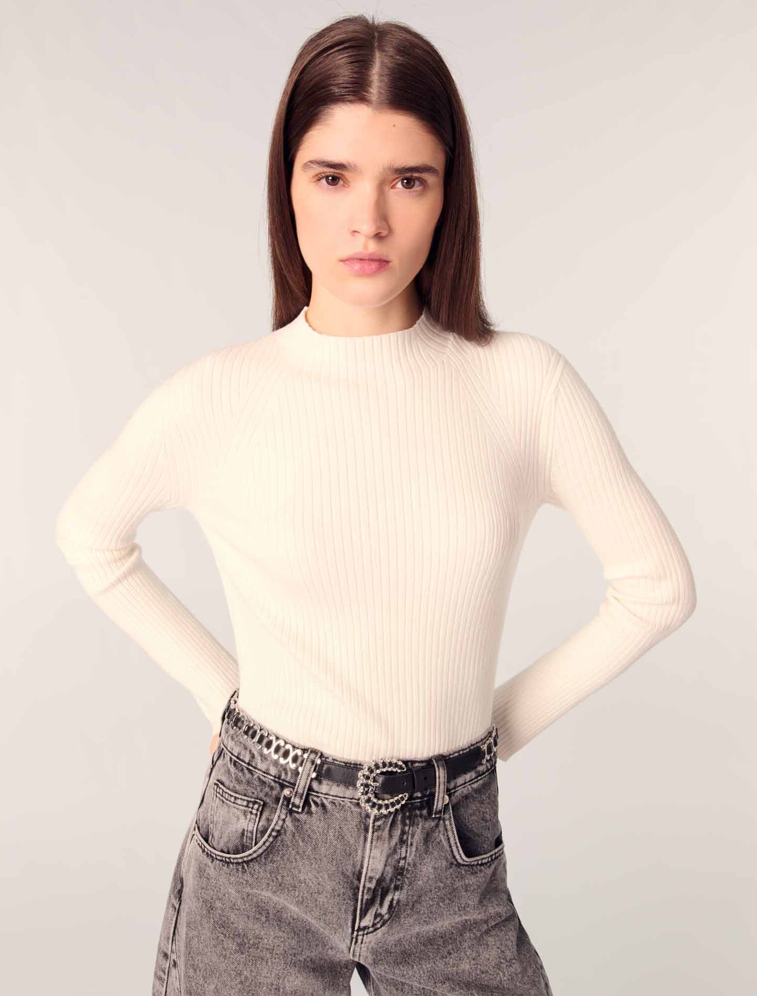 Pull en maille côtelée