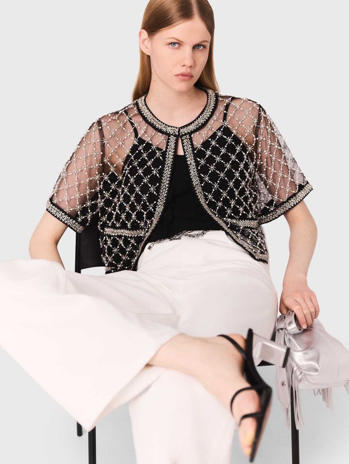 Top en tulle brodé