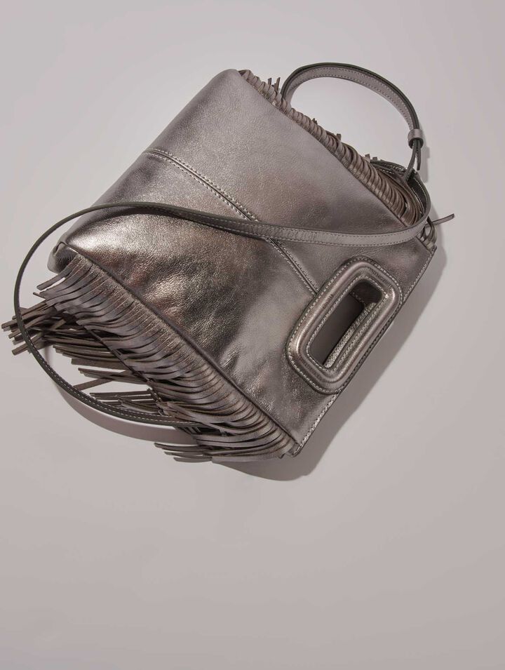 Sac M en cuir gun métal