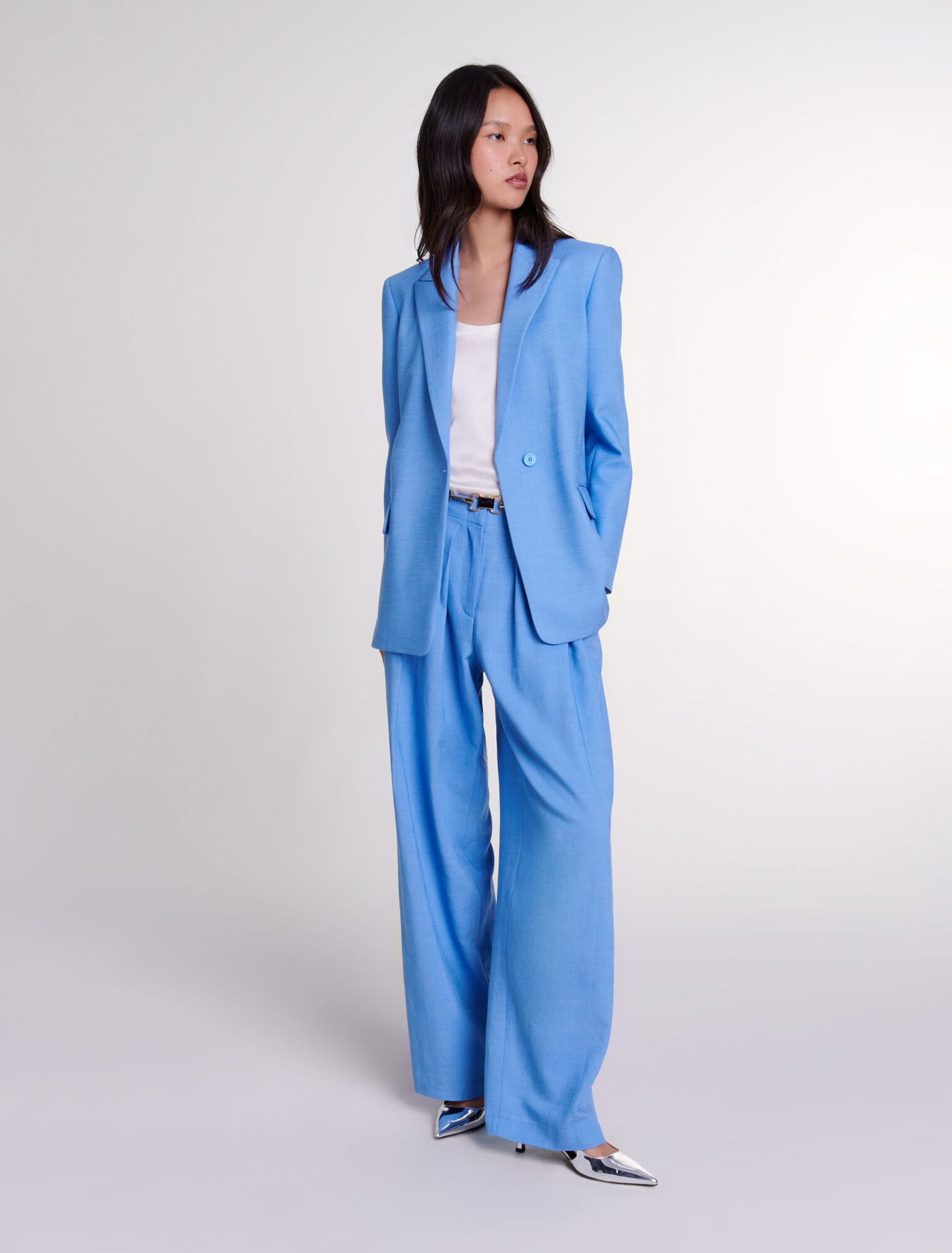 Pantalon de tailleur large à plis 