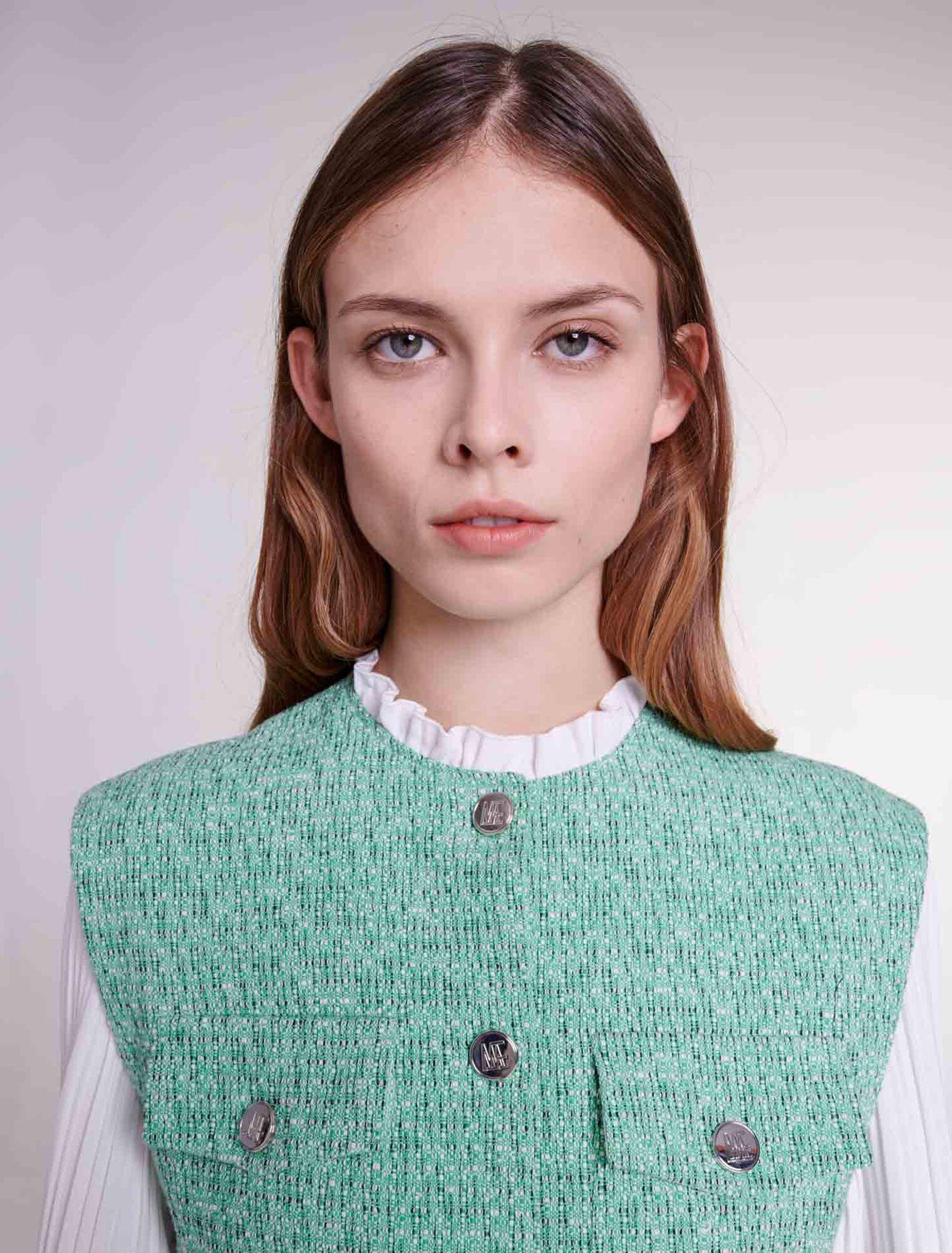 Robe bimatière en tweed