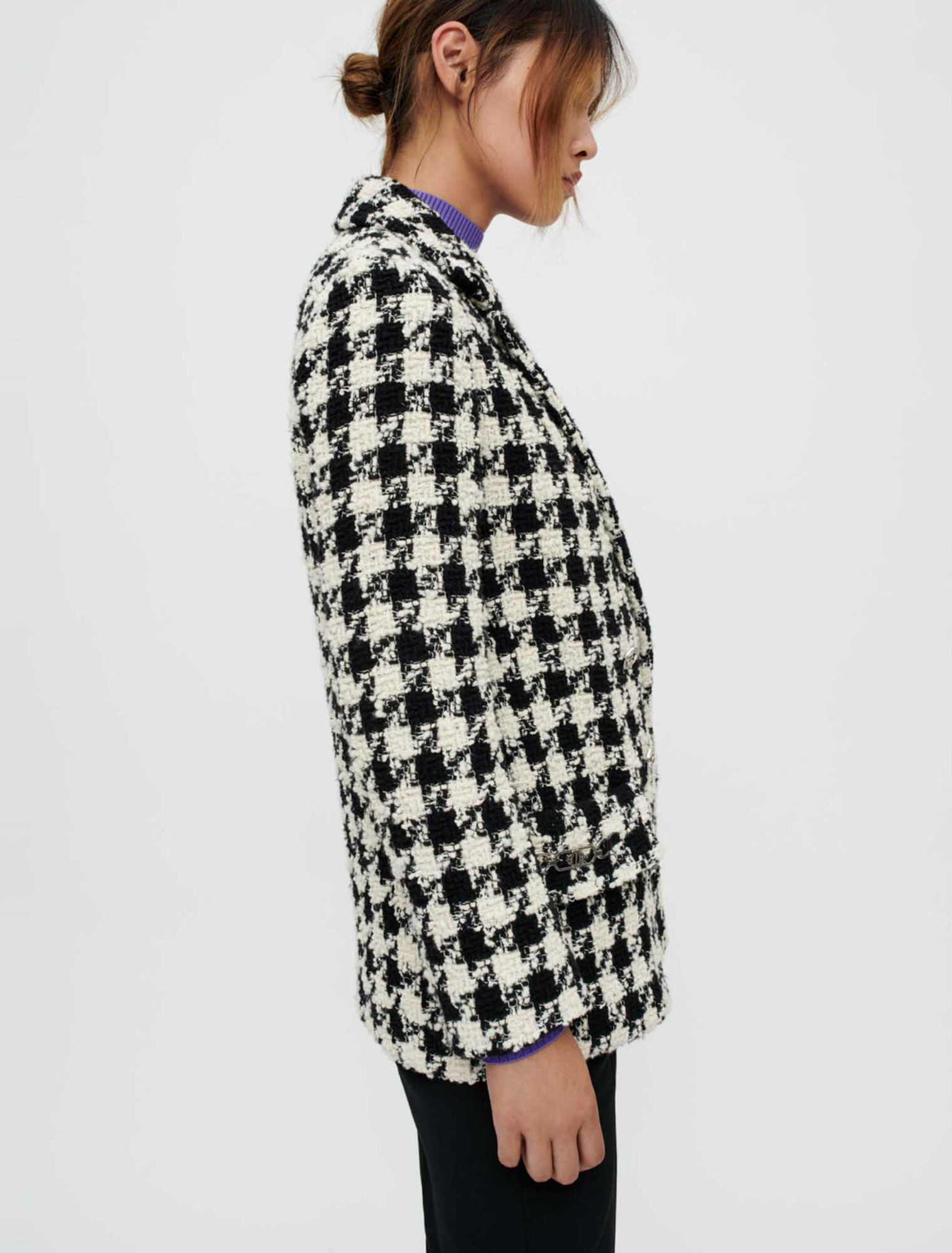 Veste large et épaisse en pied-de-coq
