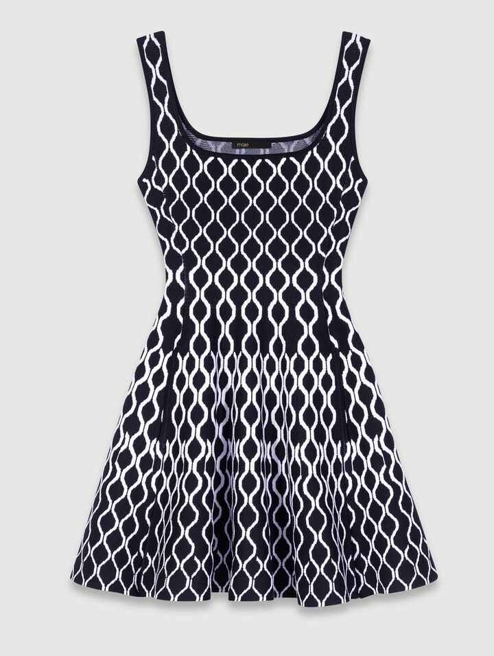 Robe courte en maille à motif