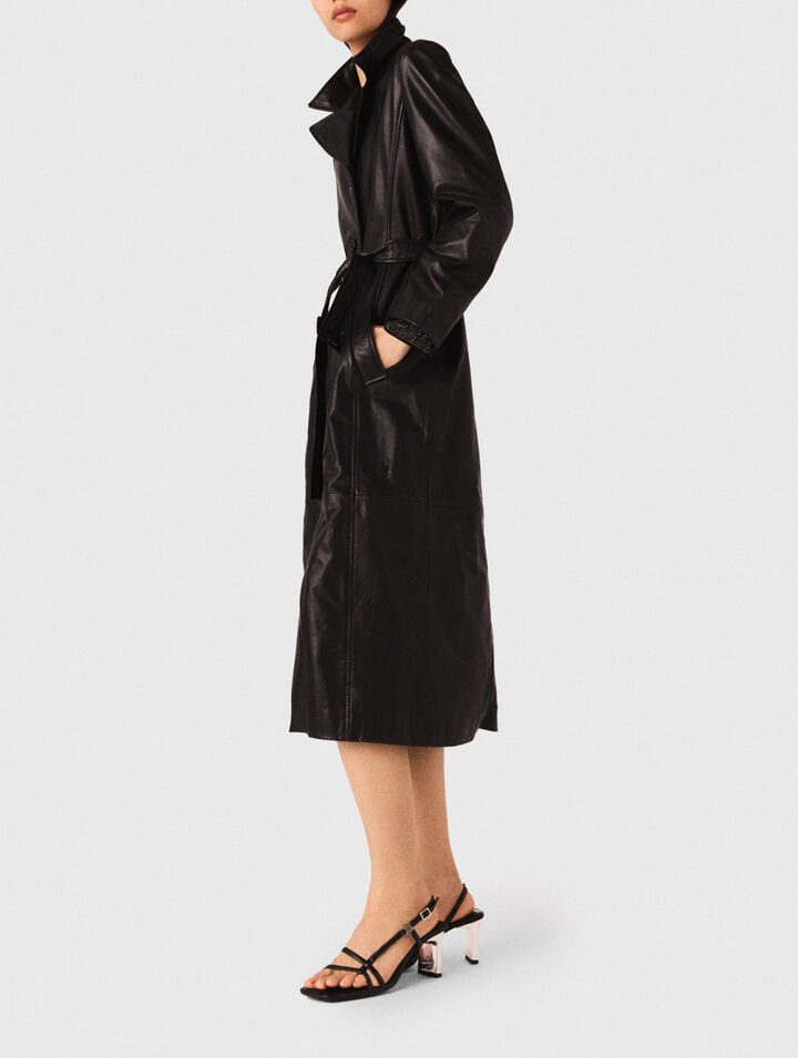 Trench long en cuir
