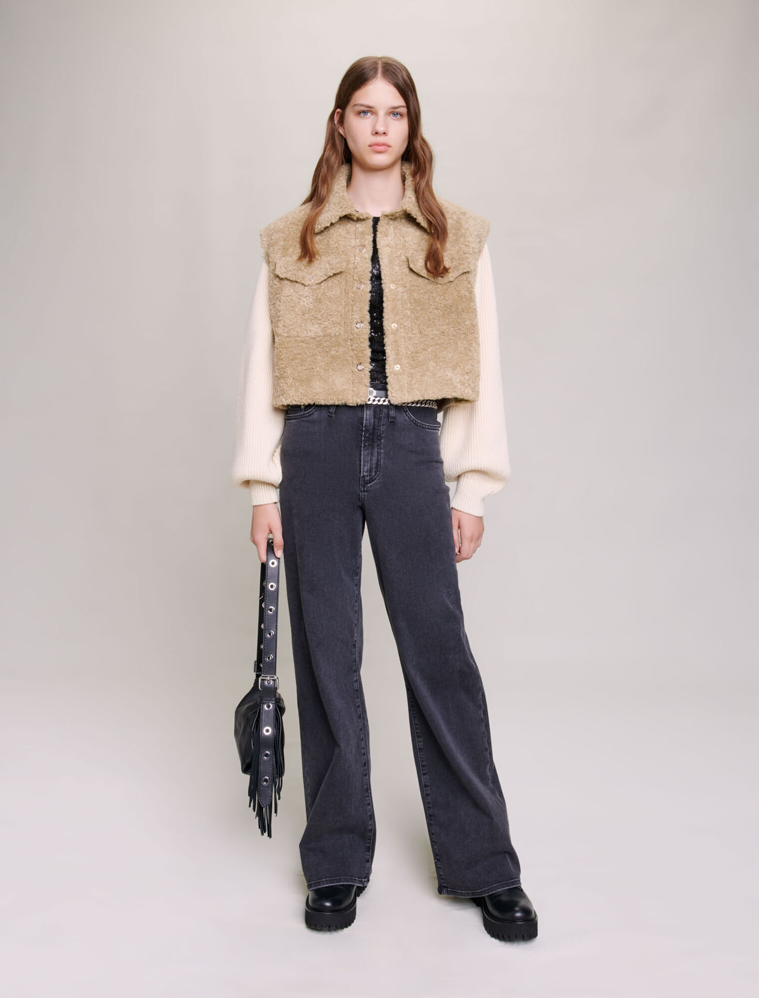 Blouson en maille et fausse fourrure