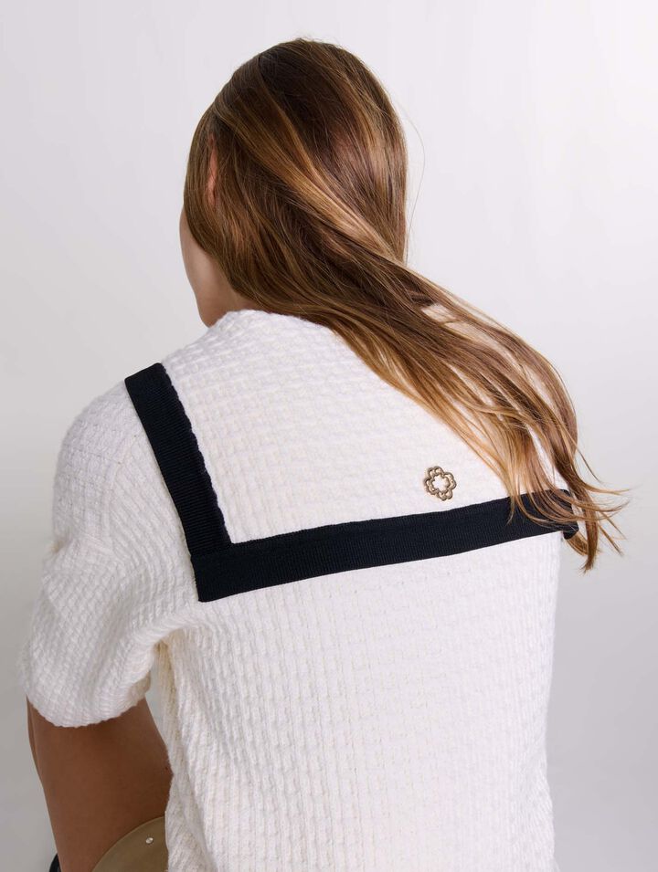 Cardigan contrasté à col
