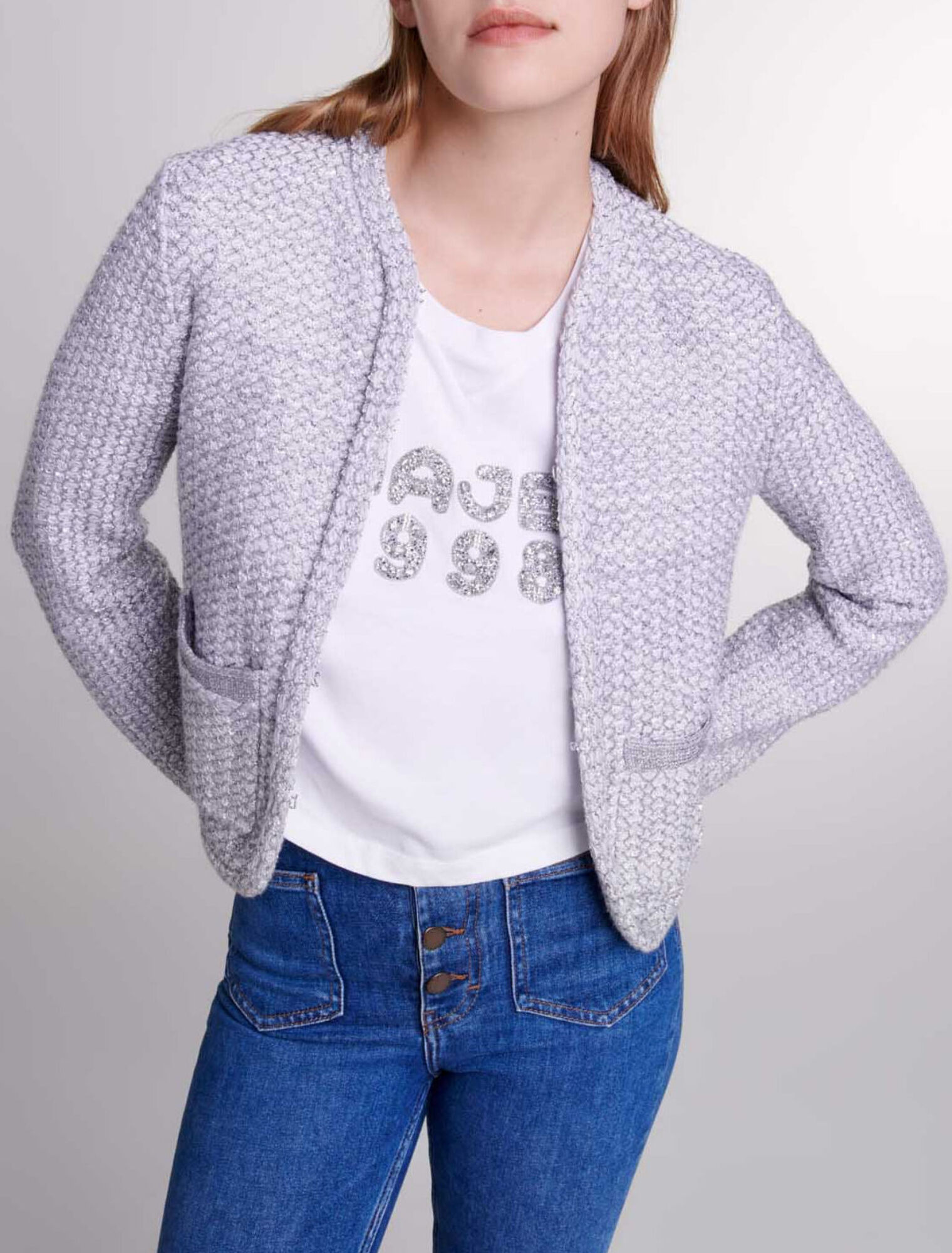 Cardigan en maille effet tweed