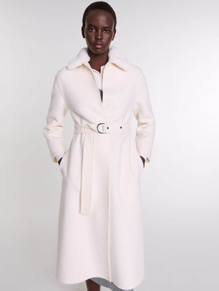 Manteau en laine à col amovible