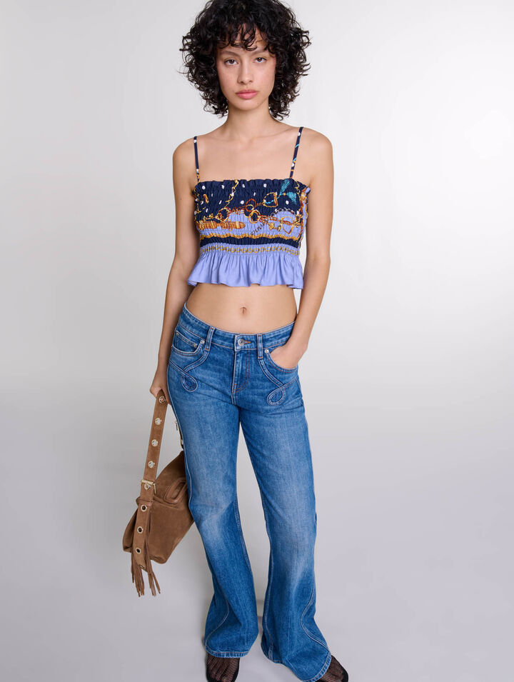 Jean flare à poches brodées