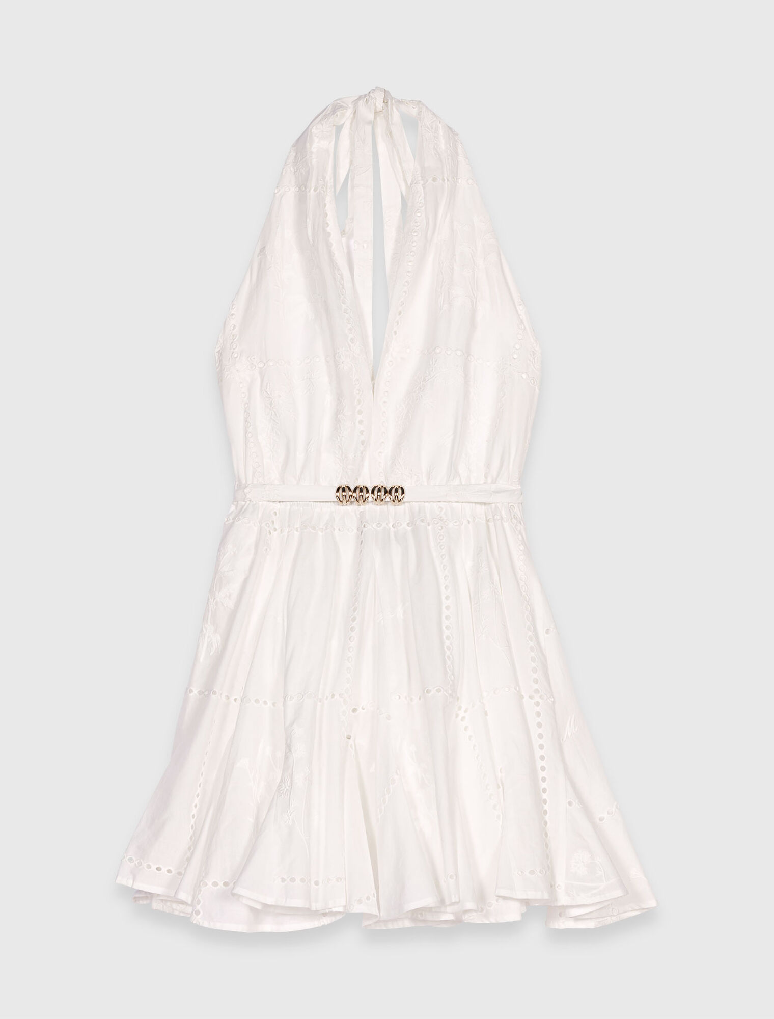Robe courte brodée dos nu 