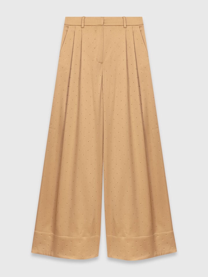 Pantalon en satin strass&eacute;
