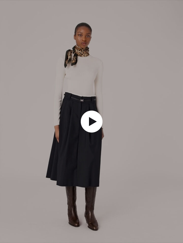Jupe longue en coton avec ceinture 