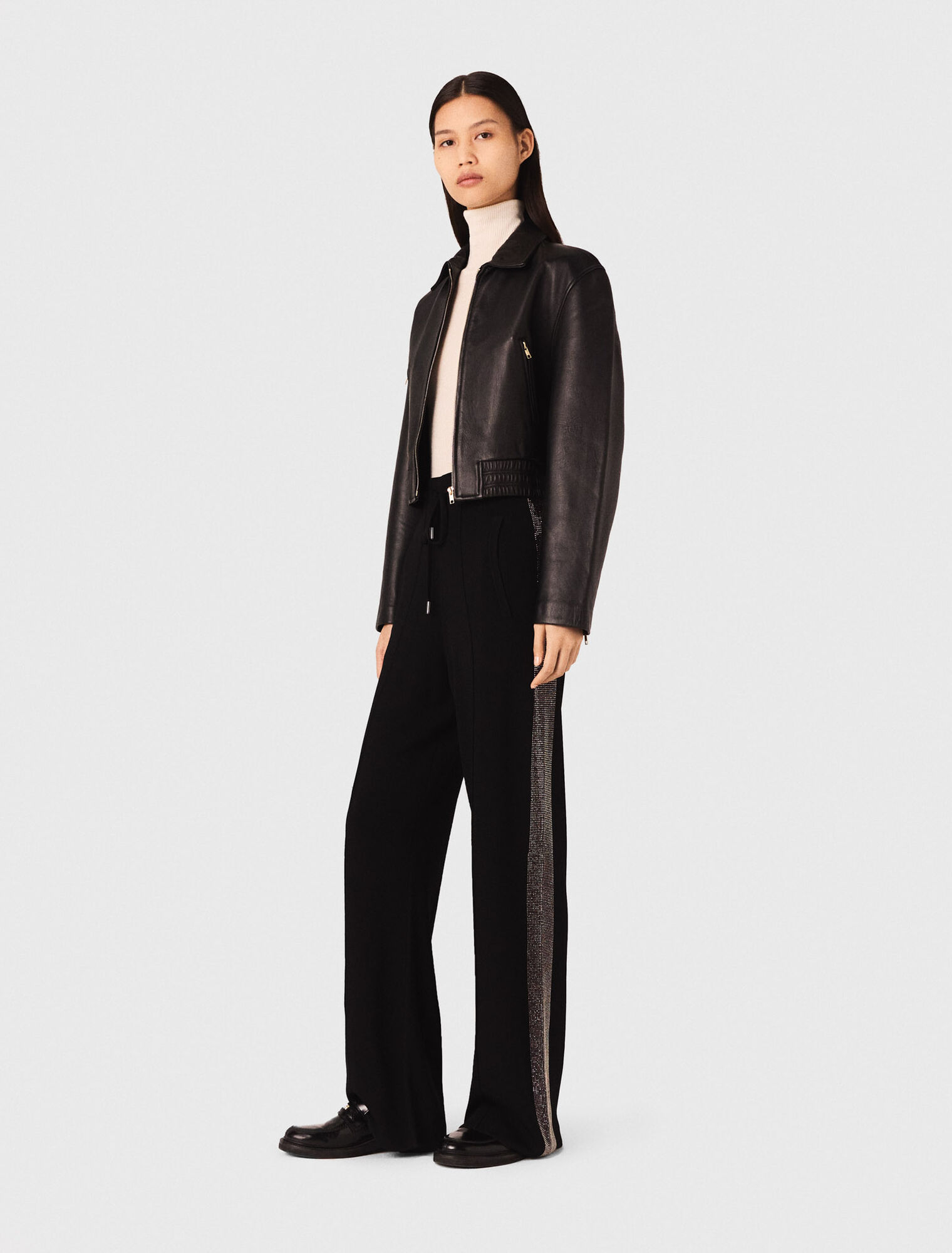 Pantalon avec bande strassée