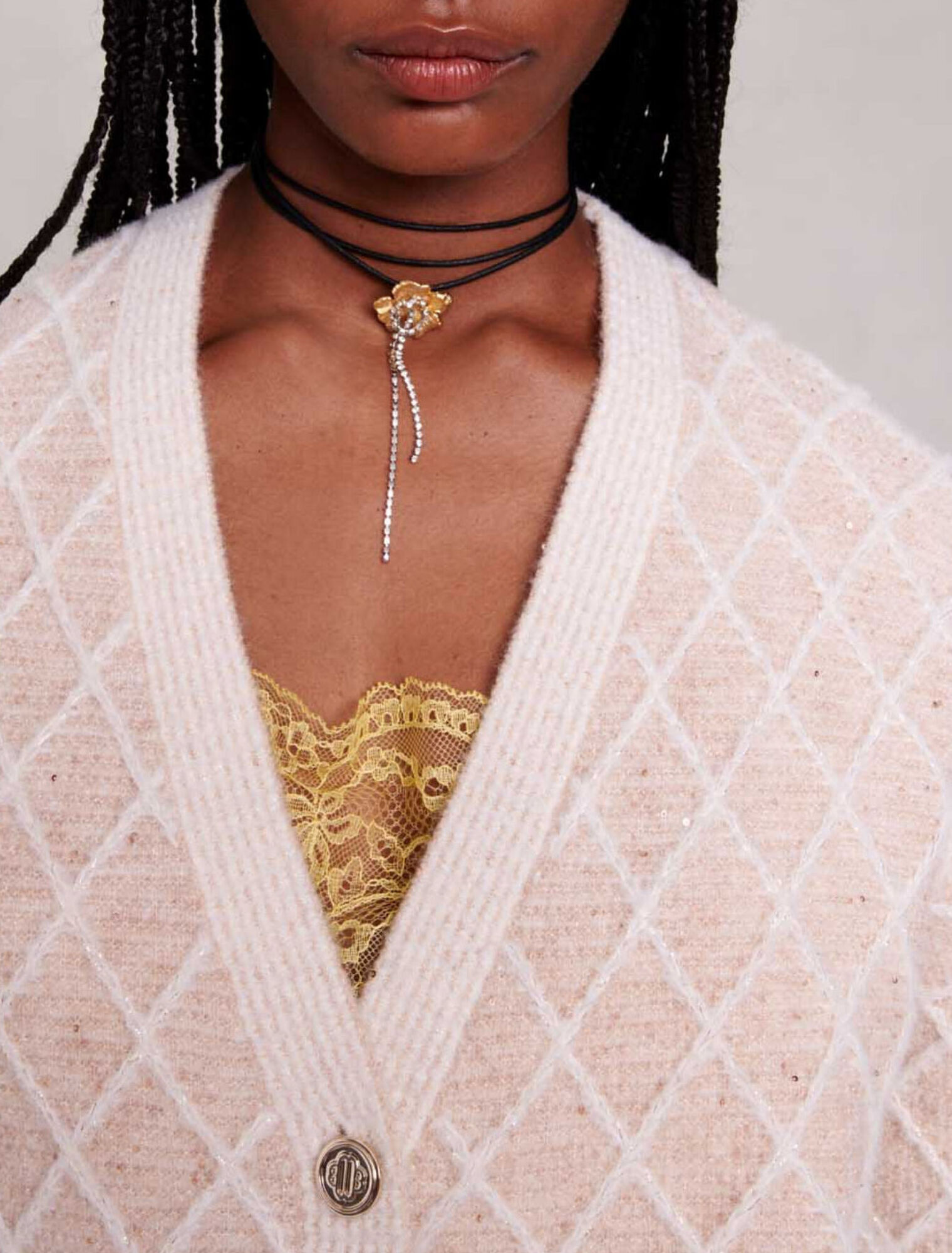 Cardigan en maille &agrave; carreaux