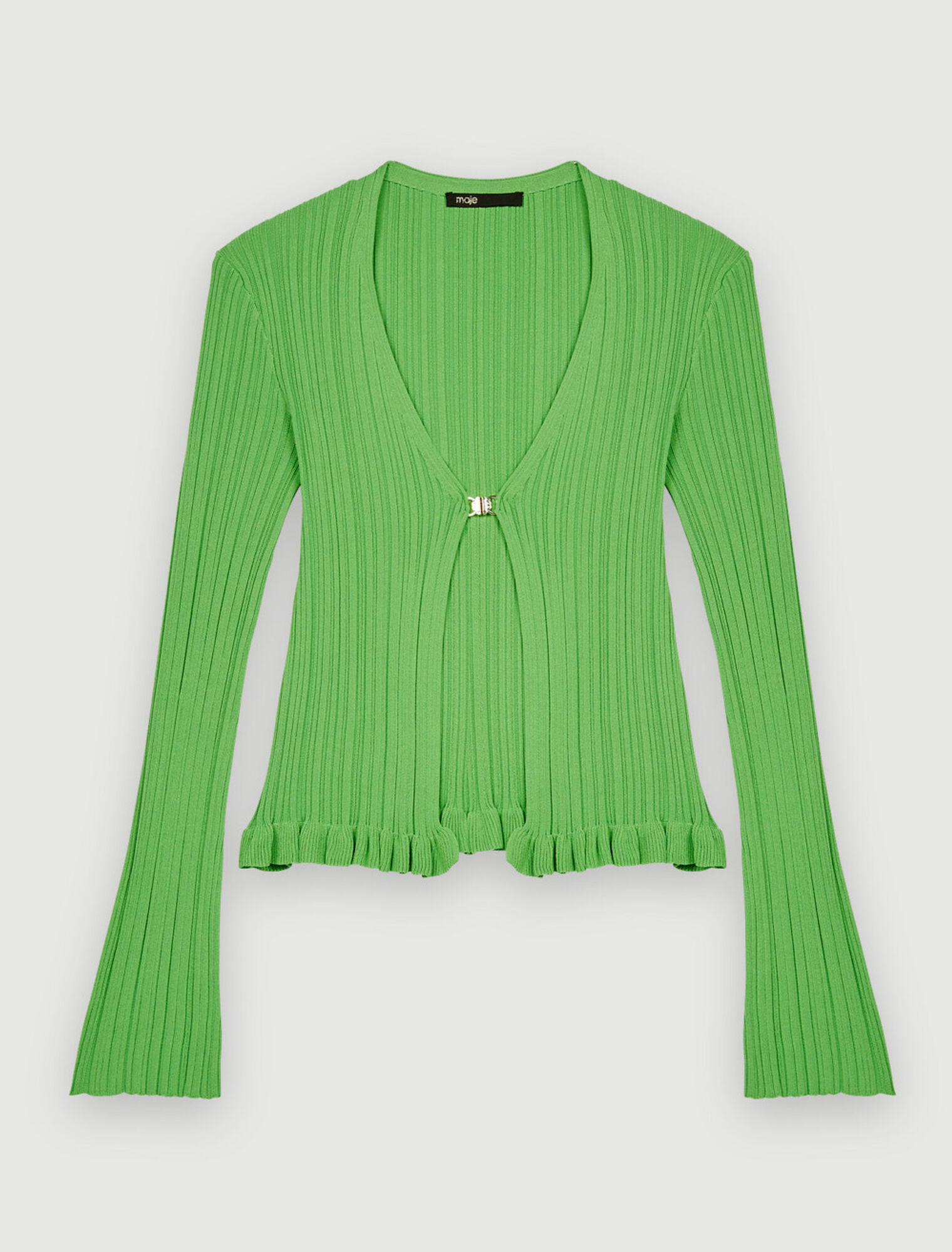 Cardigan en maille à côtes et volants