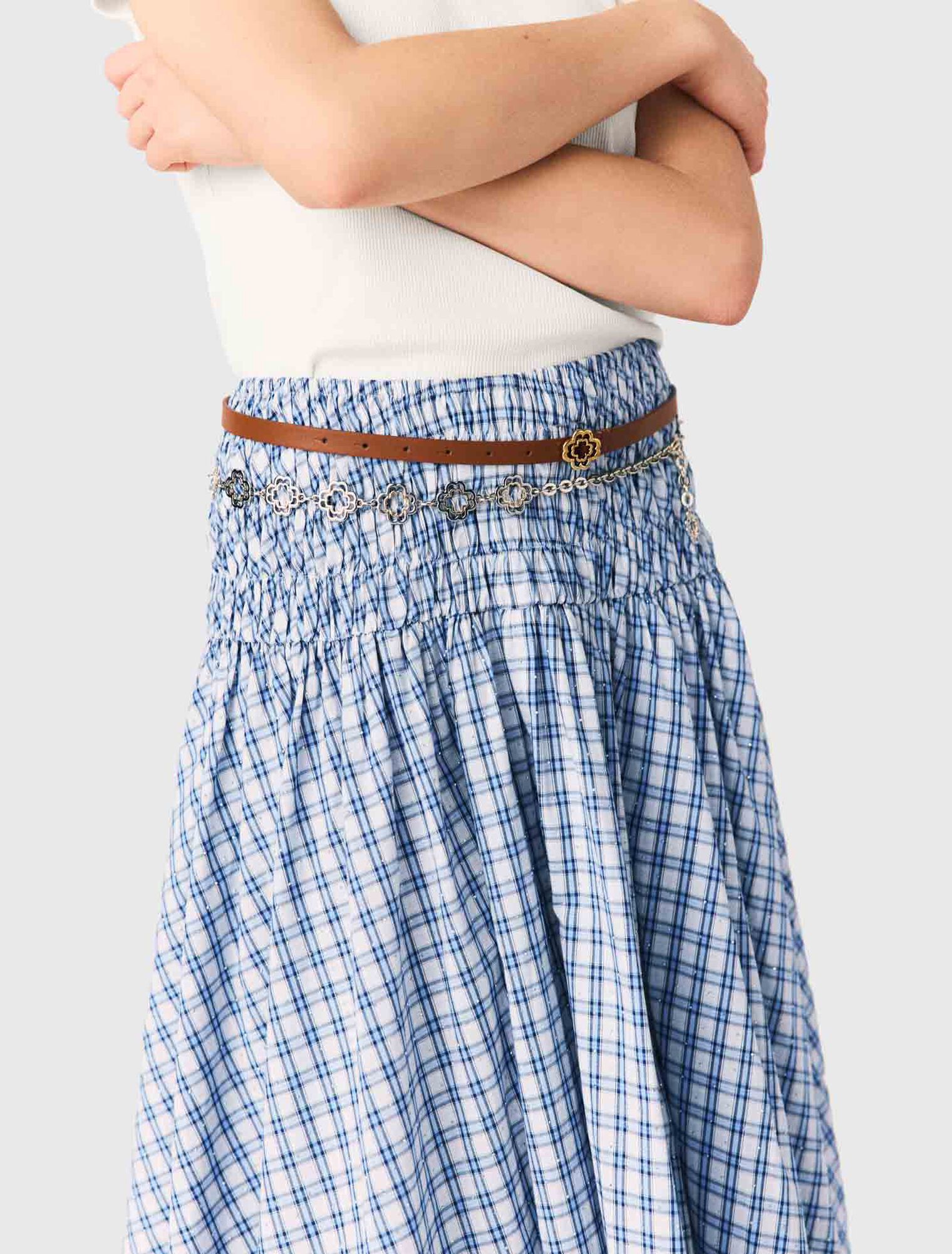 Jupe longue en coton strass&eacute;