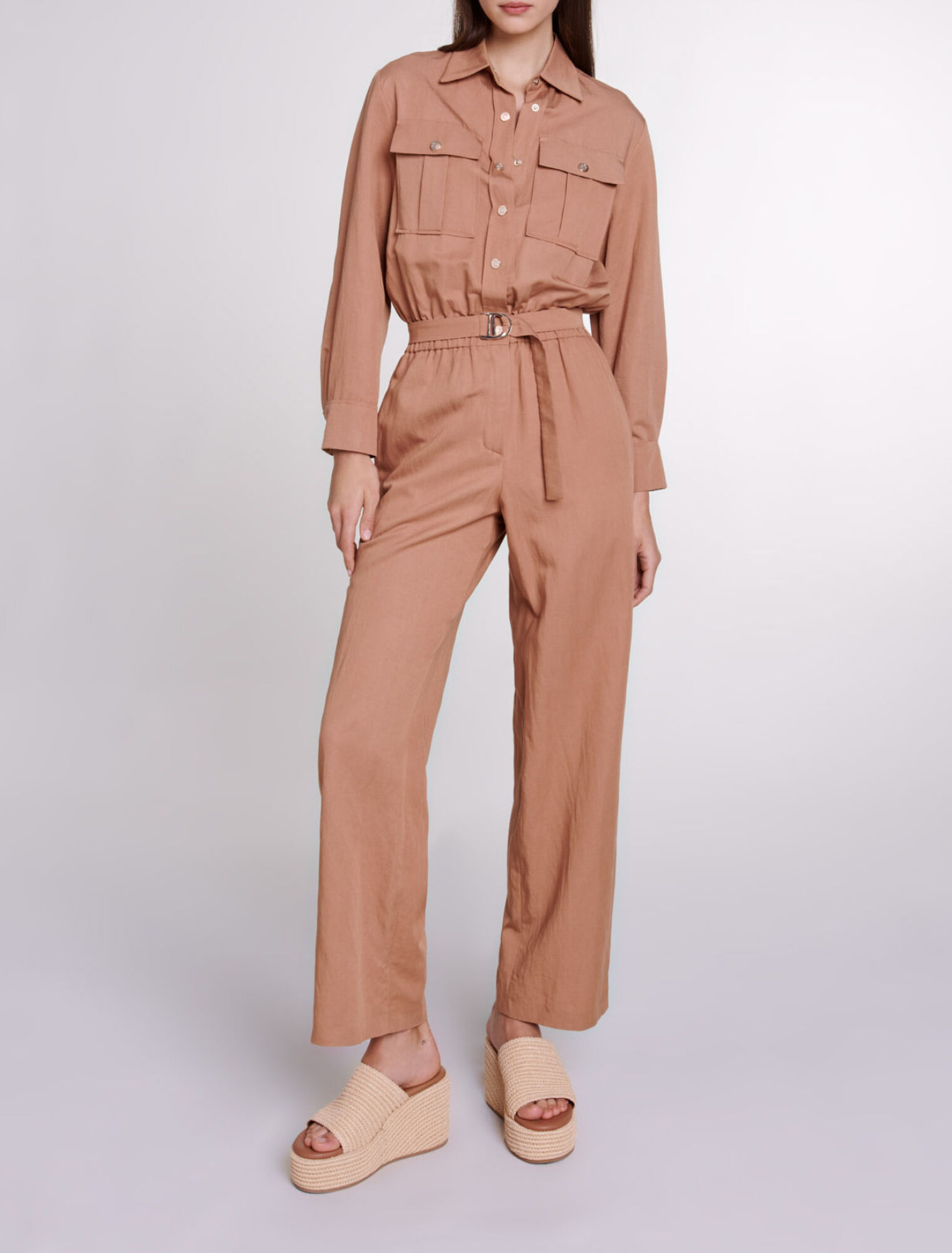 Combinaison pantalon en lin mélangé