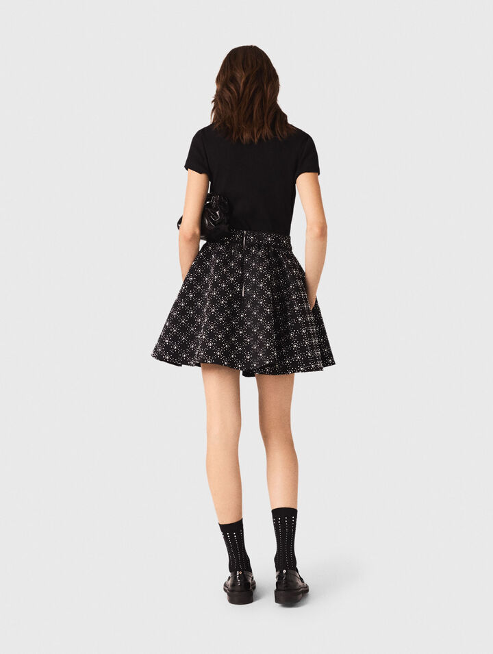 Jupe patineuse à perles et strass