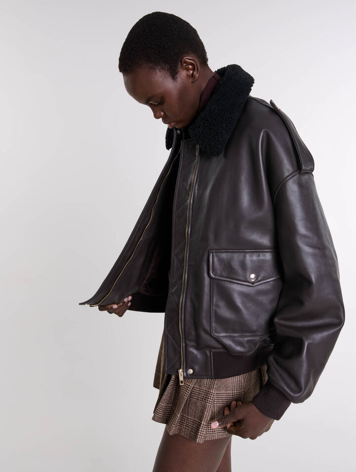Blouson oversize en cuir