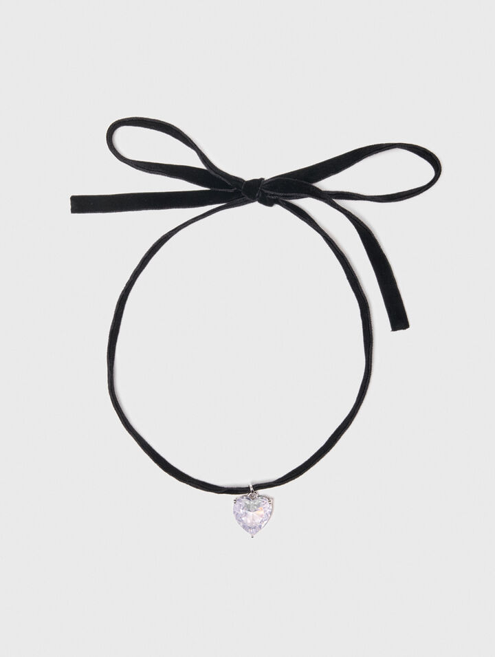 Collier coeur avec cordon velours