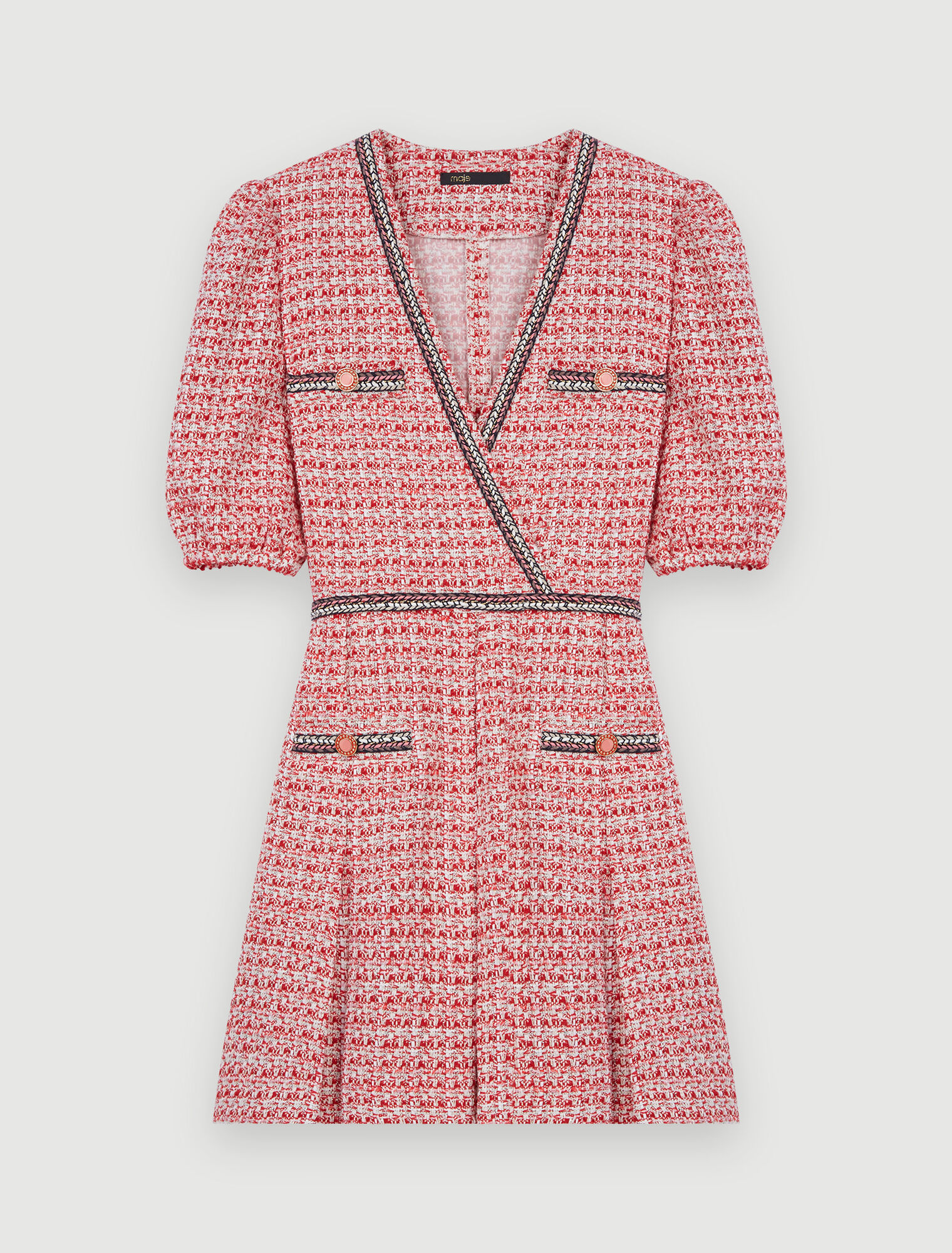 Robe en tweed à galons ethniques