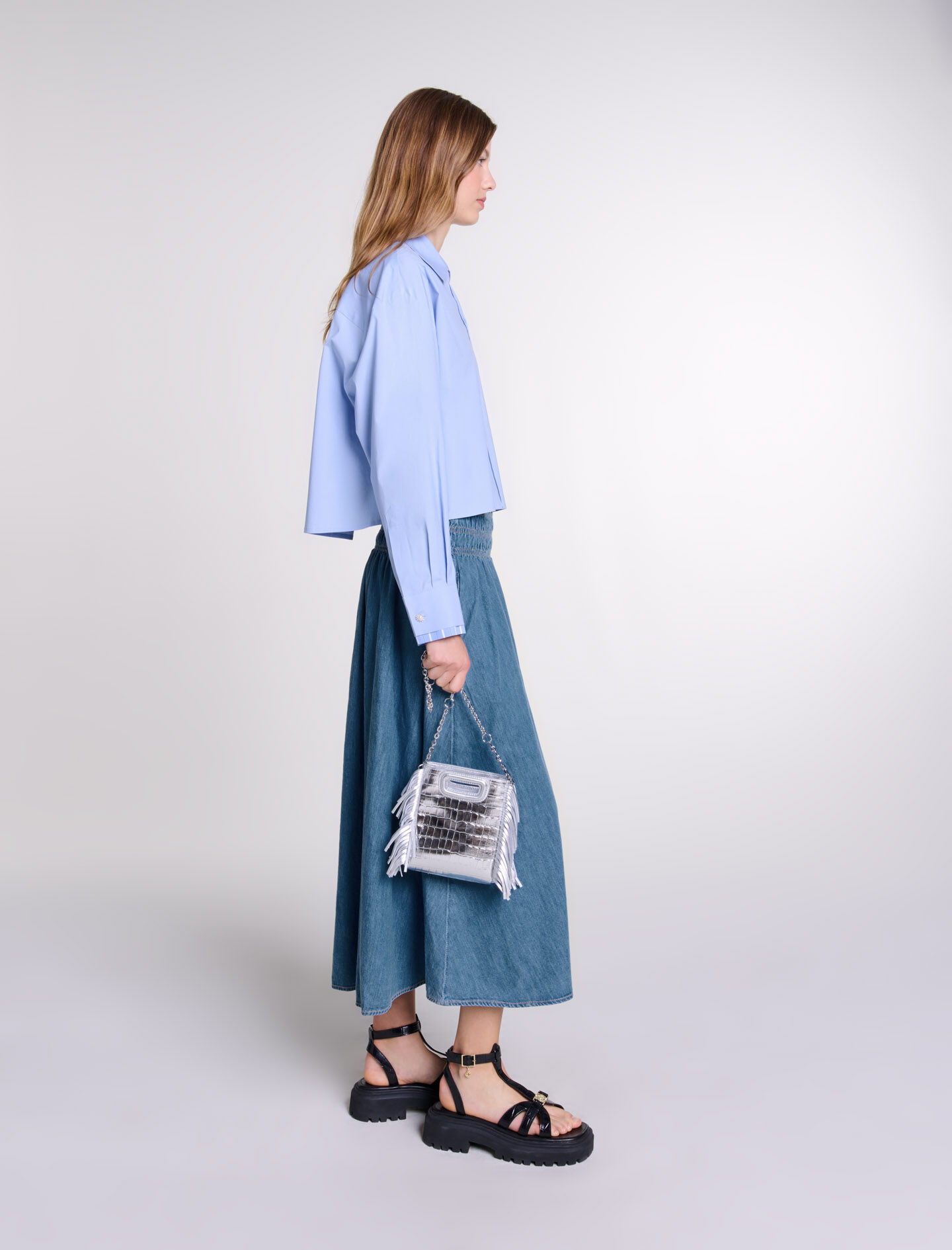 Jupe en jean maje hot sale