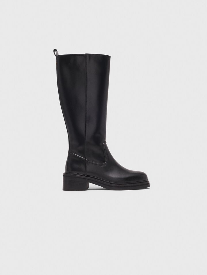 Maje Bottes En Cuir In Black
