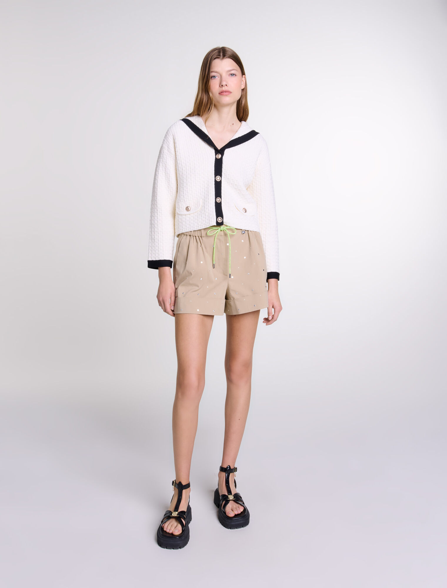 Cardigan contrasté à col