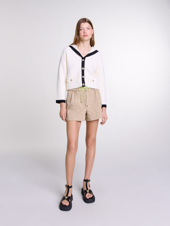 Cardigan contrasté à col