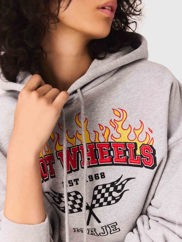 Sweatshirt crop avec logo brodé