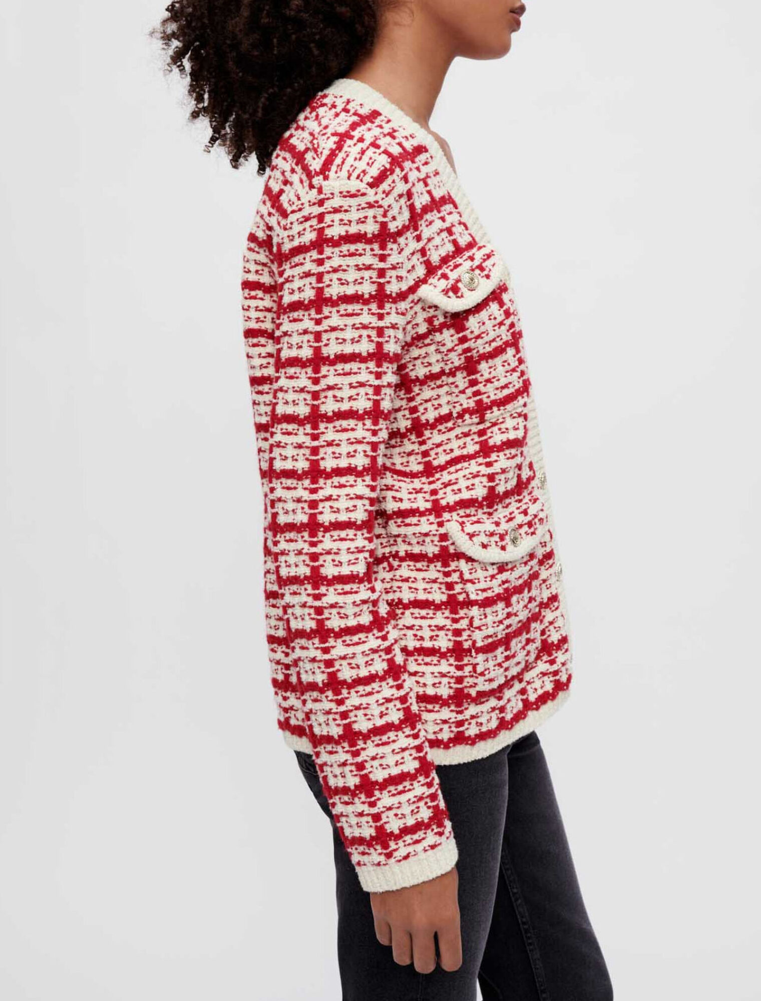 Cardigan en maille effet tweed bicolore