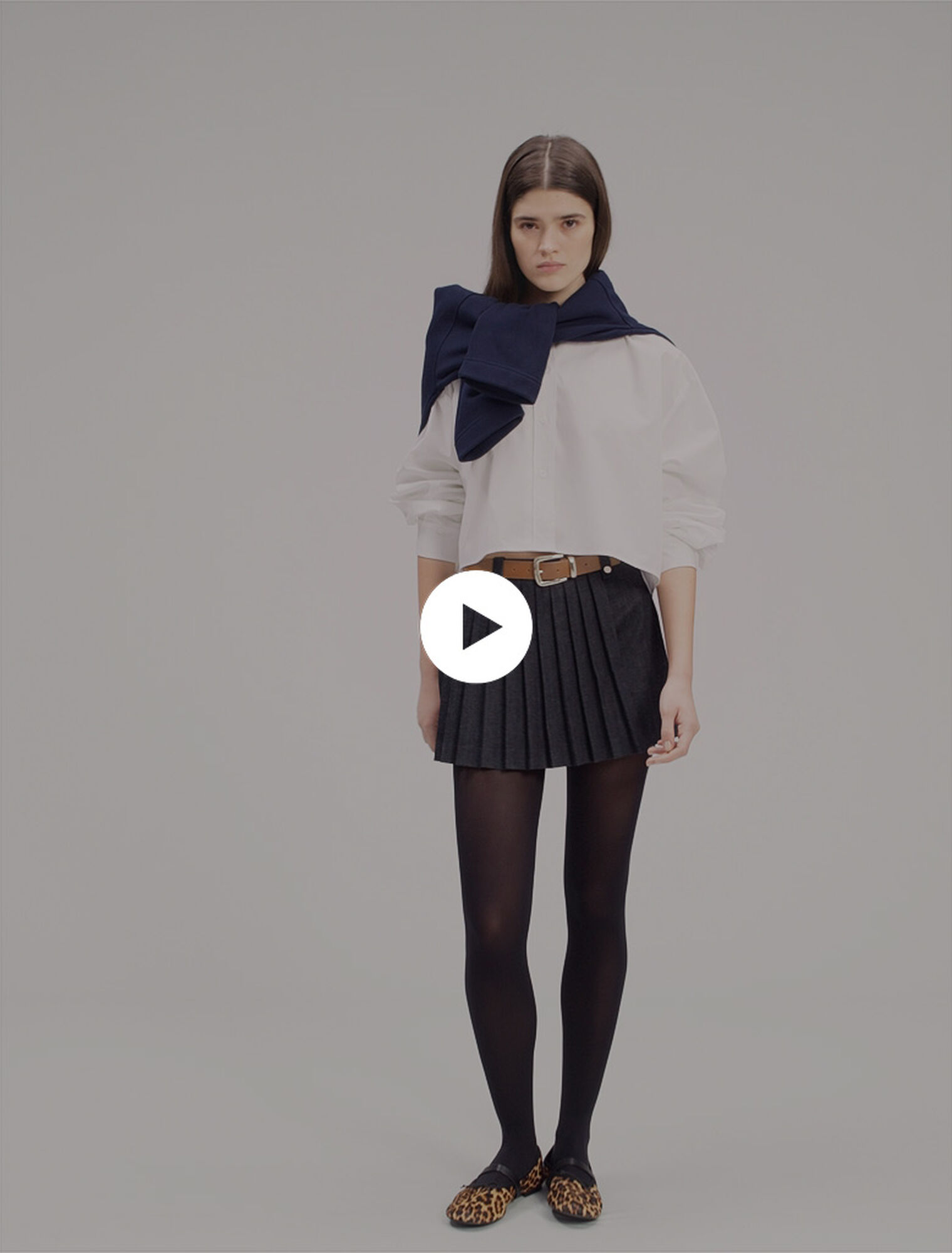 Short trompe l'œil en denim plissé