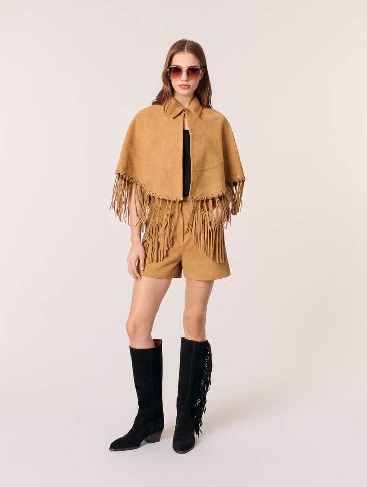 Bottes western en suède à franges