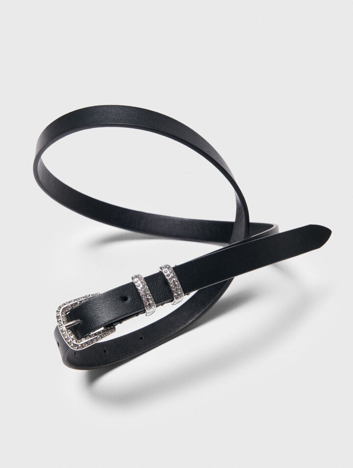 Ceinture fine à boucle strassée