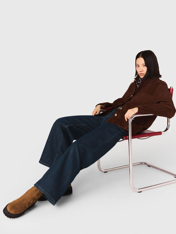 Jean large avec poches plaqu&eacute;es